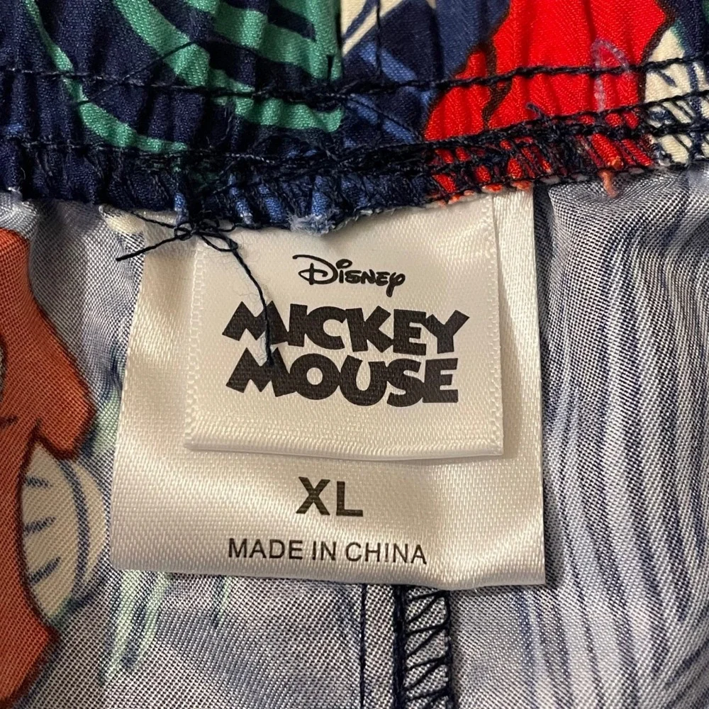 Disney Mickey Mouse Hawaiian Shirt Shorts Set Youth XL Tropical Palm Button Down